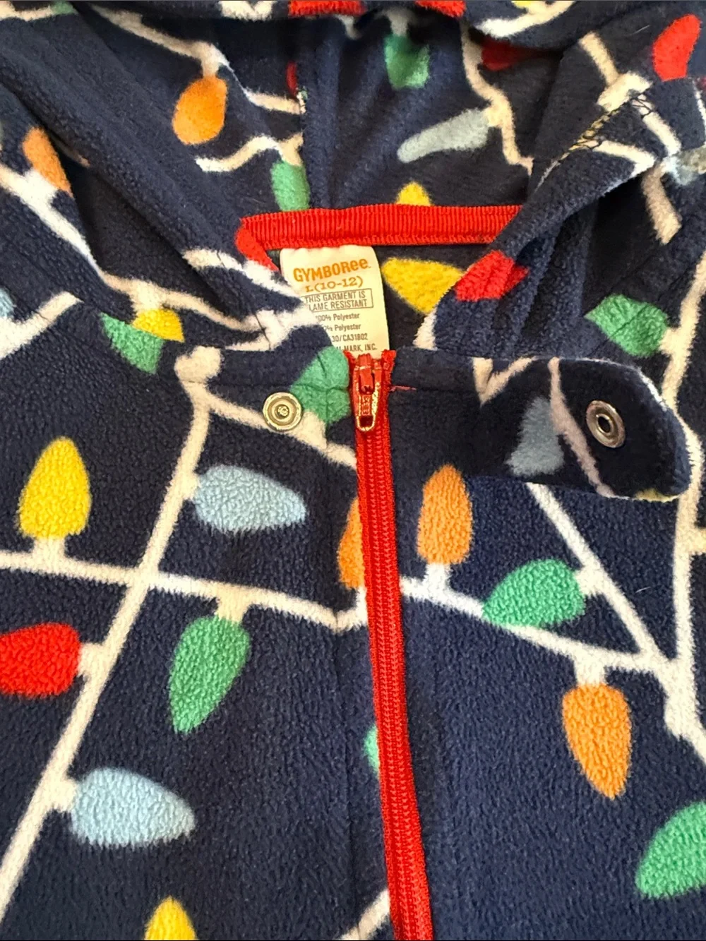 Gymboree Navy Hooded Pajama Set with Multicolor Light Bulb Print